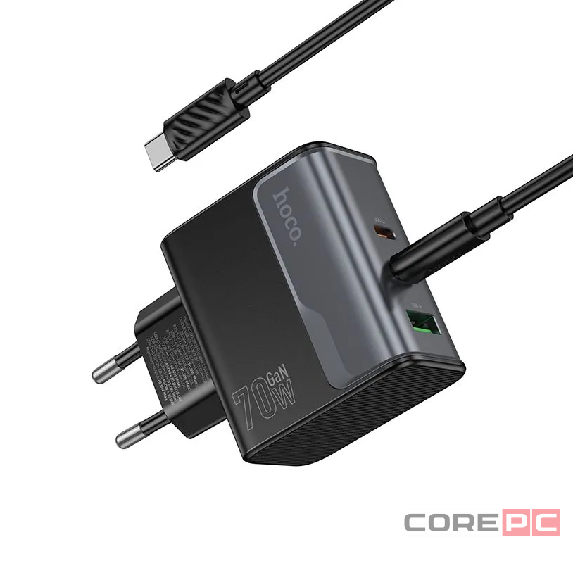Сетевое зар. устр. Hoco CS75A 1USB/2C 70W QC3.0 черное