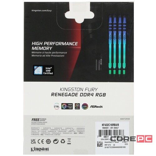 Оперативная память 8 Gb 3200 MHz Kingston FURY RENEGADE RGB (KF432C16RBA/8)