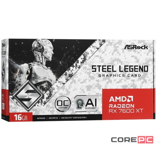 Видеокарта ASRock (RX7600XT SL 16GO) Radeon RX 7600 XT 16GB Steel Legend OC