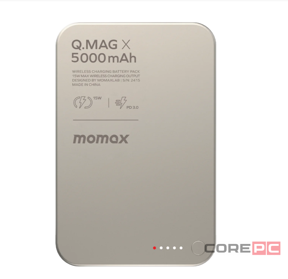 Powerbank магнитный с MagSafe Momax Q. Mag X 5000mAh IP116AE титан