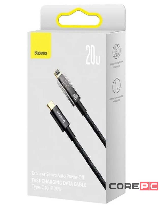 Кабель-зарядка Type-C на Lightning Baseus Explorer 1м (CATS000001) 20W черный
