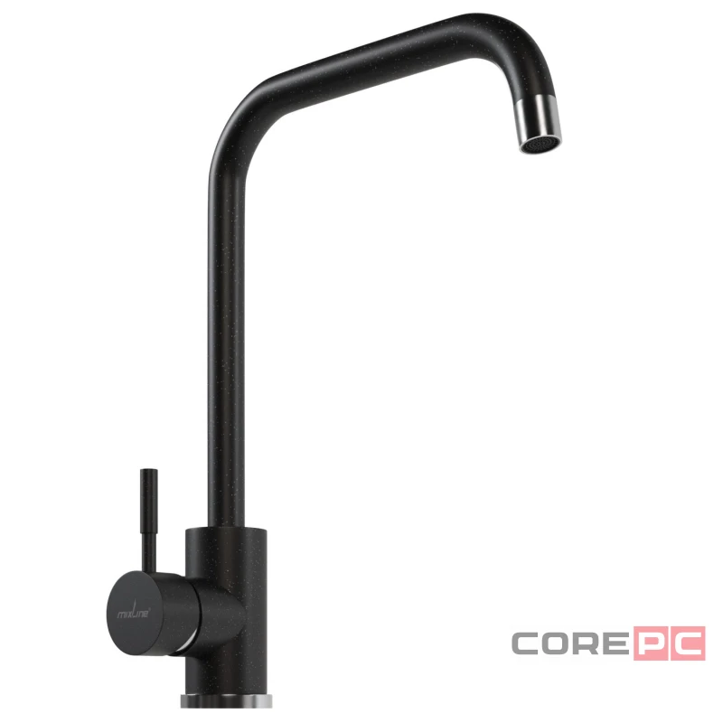 Смеситель для кухни MIXLINE МЛ-ГС12/ML-GS12 (308), рычажное управление, цвет черный