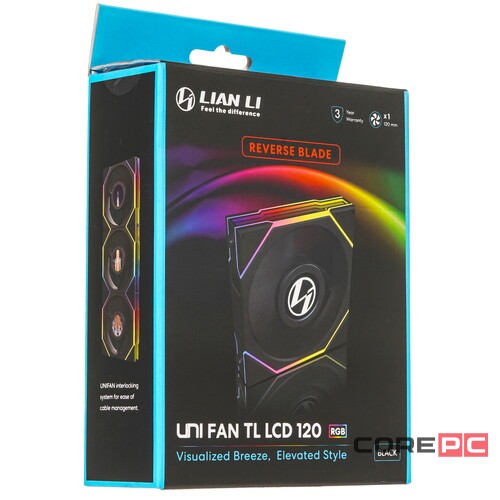 Вентилятор для корпуса Lian Li UNI FAN TL LCD 120 Reverse ARGB Black (G99.12RTLLCD1B.R0)