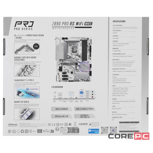 Материнская плата ASRock Z890 PRO RS WIFI WHITE