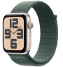 Apple Watch SE (2024) 40mm Starlight Aluminium Case with Lake Green Sport Loop (One Size)