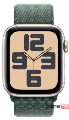 Apple Watch SE (2024) 40mm Starlight Aluminium Case with Lake Green Sport Loop (One Size)