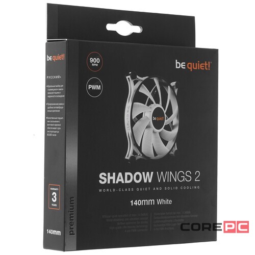 Корпусной вентилятор Be Quiet! SHADOW WINGS 2 WHITE 140mm BL091