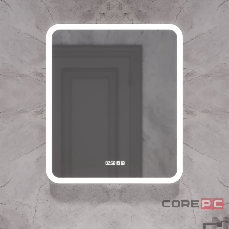 Зеркало MIXLINE Стив-3 600х700 (ШВ) сенсорный выключатель, часы + подогрев