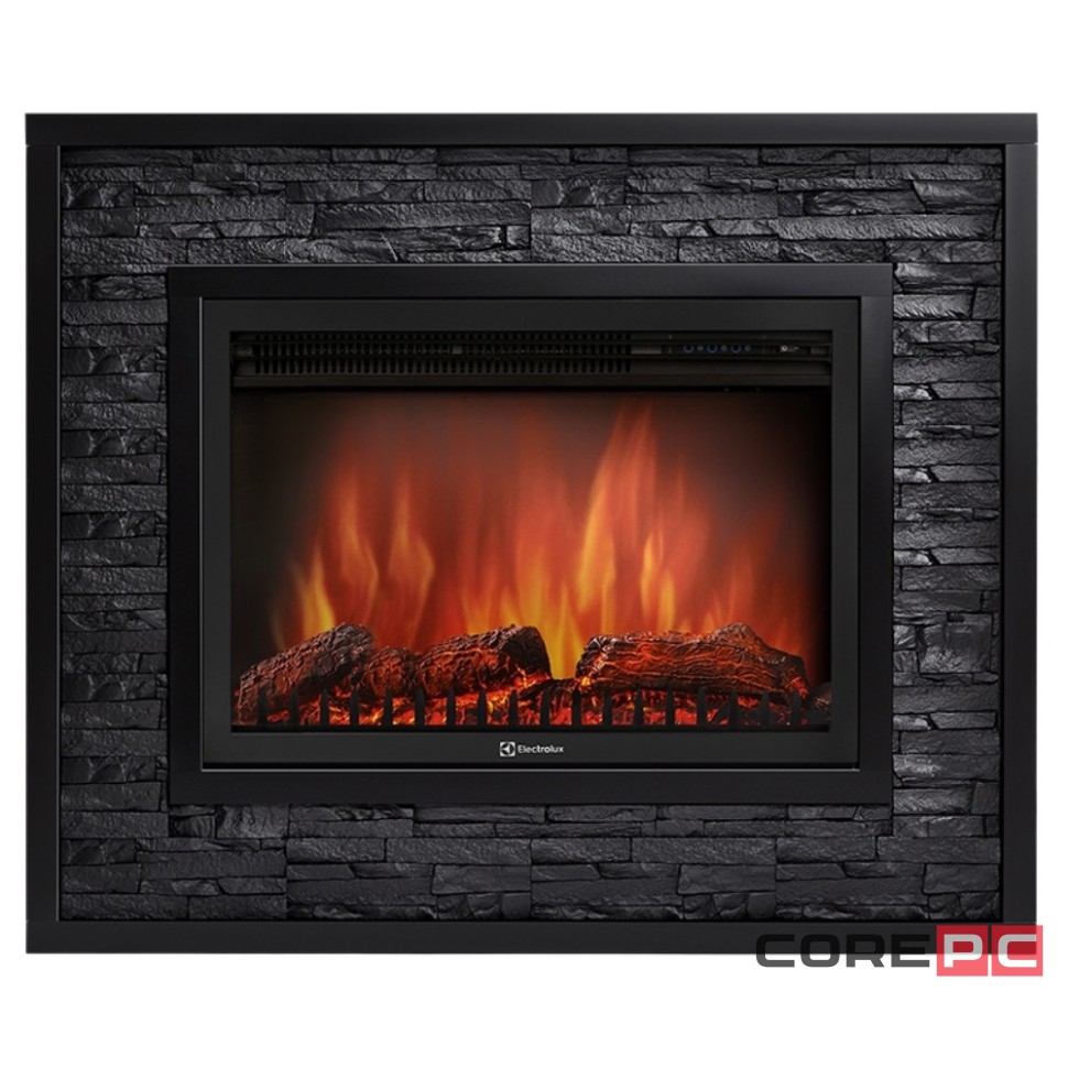 Каминокомплект: Очаг Electrolux EFP/P-3020LS, портал Loft 30 камень черный, черная эмаль