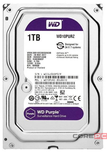 Жесткий диск Western Digital 1000 Gb Purple (WD10PURZ)
