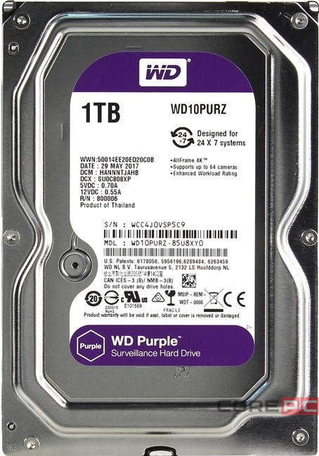 Жесткий диск Western Digital 1000 Gb Purple (WD10PURZ)