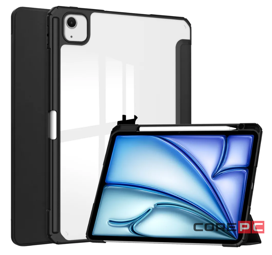 Чехол-книжка Mosbros для Apple iPad Air 13 (2024) (полиуретан с подставкой/отсек для стилуса) (черный)