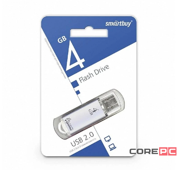 USB флеш накопитель Smartbuy 4GB V-Cut Silver (SB4GBVC-S)