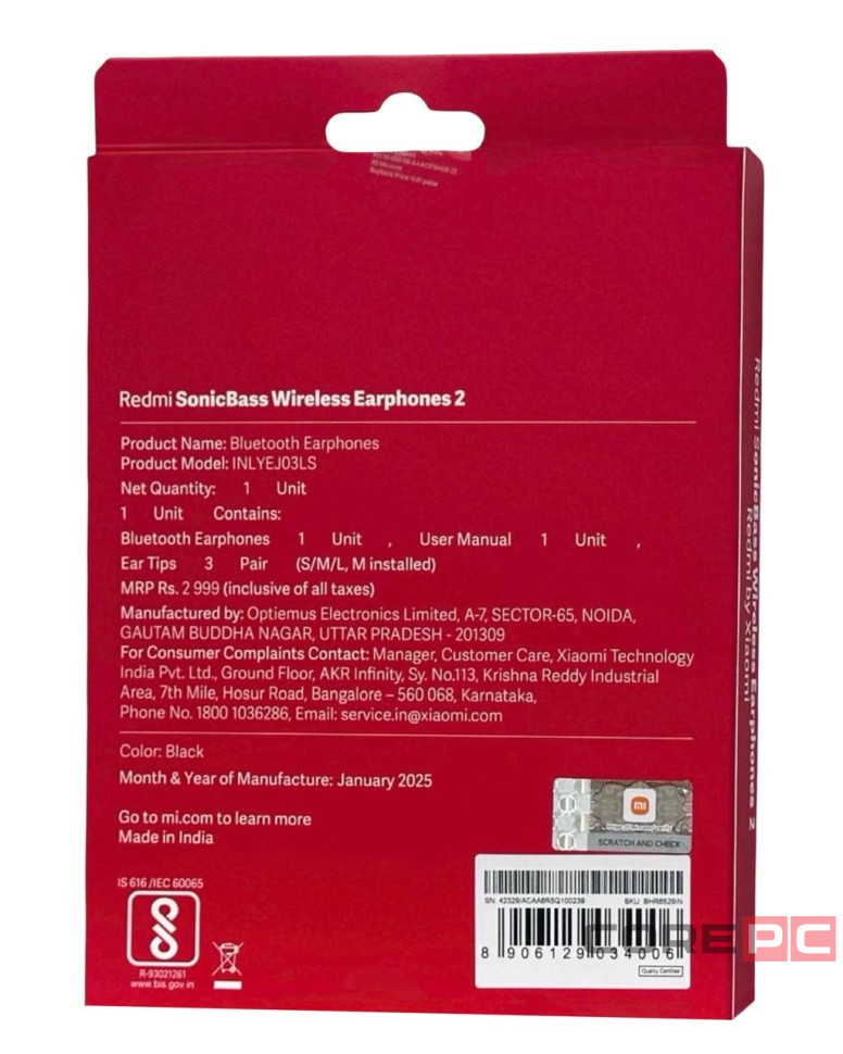 Наушники беспроводные Redmi SonicBass Wireless Earphones 2 черные