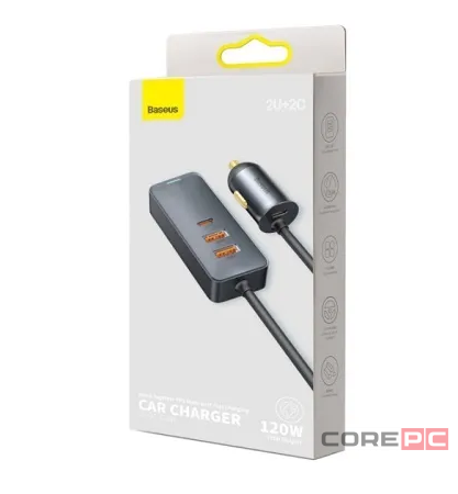 Автомобильное заряд. устр. Baseus Share 2USB/2C (CCBT-A0G) серебристое
