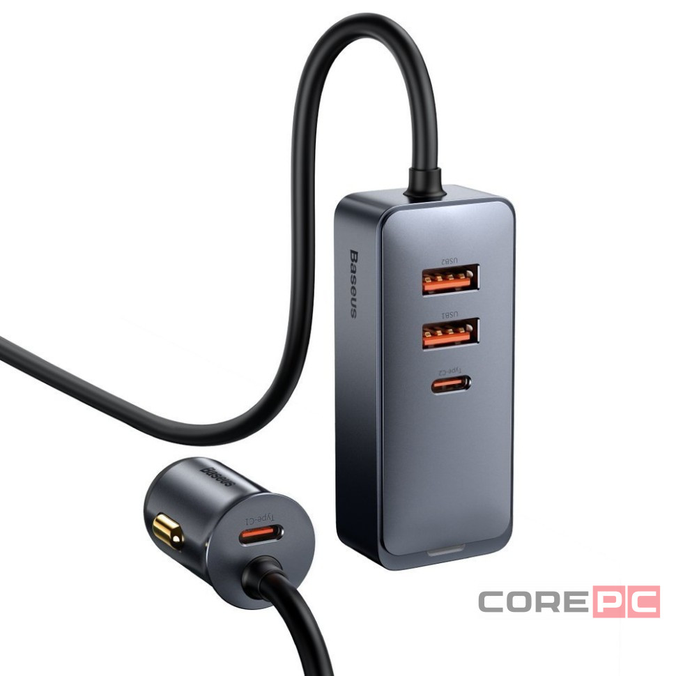 Автомобильное заряд. устр. Baseus Share 2USB/2C (CCBT-A0G) серебристое