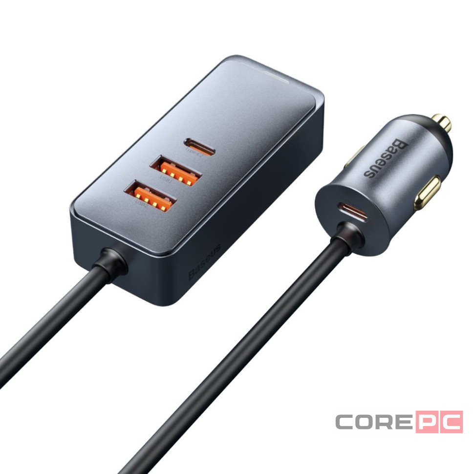 Автомобильное заряд. устр. Baseus Share 2USB/2C (CCBT-A0G) серебристое