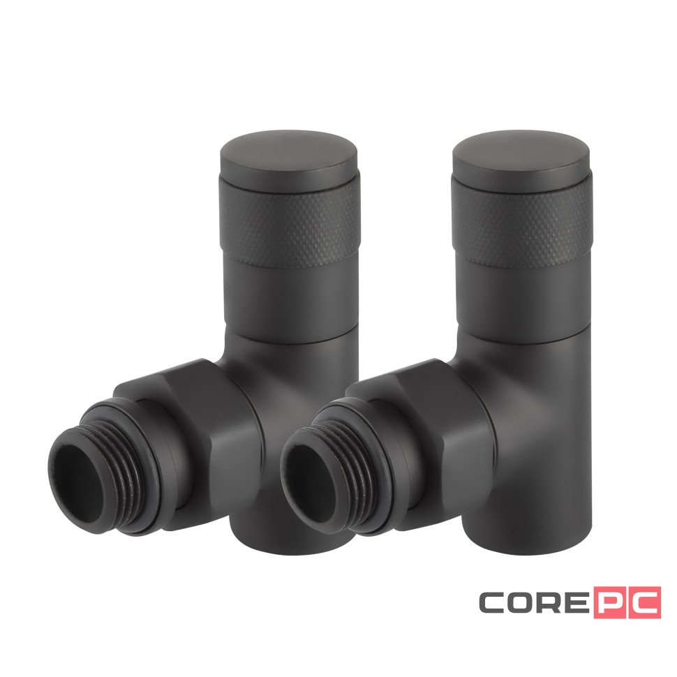 Набор дизайн-вентилей Royal Thermo PIANO, угловой (черный) 1/2quot;