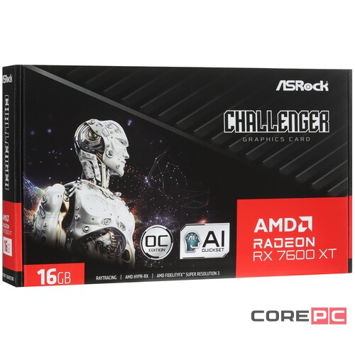 Видеокарта ASRock (RX7600XT CL 16GO) Radeon RX 7600 XT 16GB Challenger OC