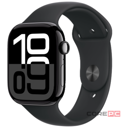 Apple Watch Series 10 46mm Jet Black Aluminum Case with Black Sport Band (S/M)