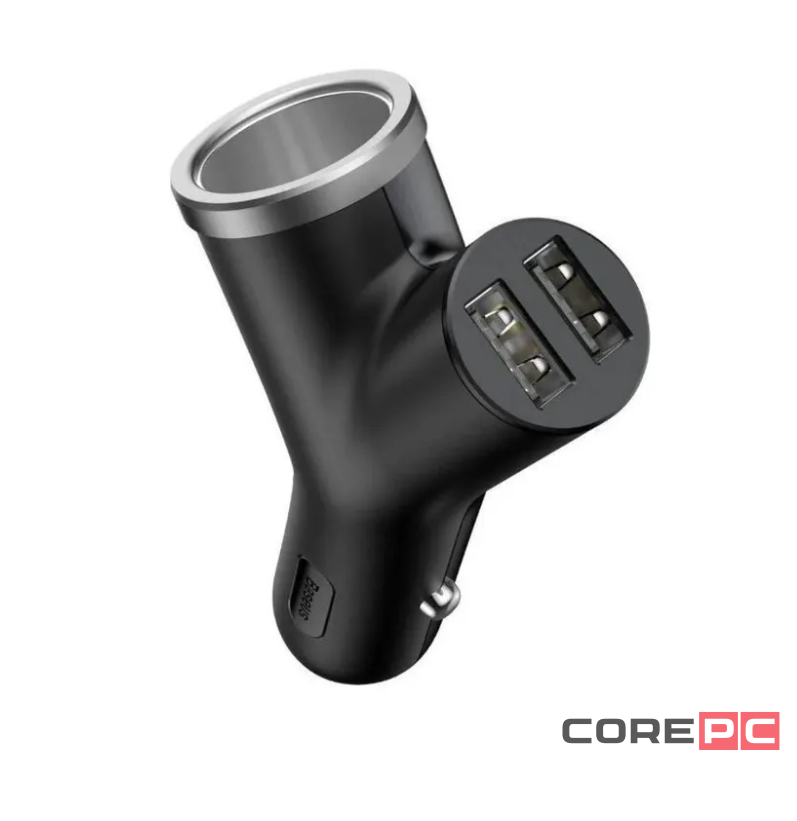 Автомобильное заряд. устр. + прикуриватель Baseus Y-type 2USB 3.4A CCALL-YX01 черное