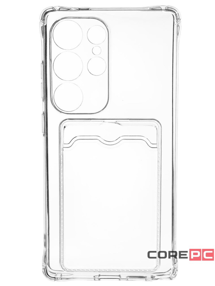 Чехол-накладка силикон с карманом под карту Samsung Galaxy S25 Ultra прозрачный