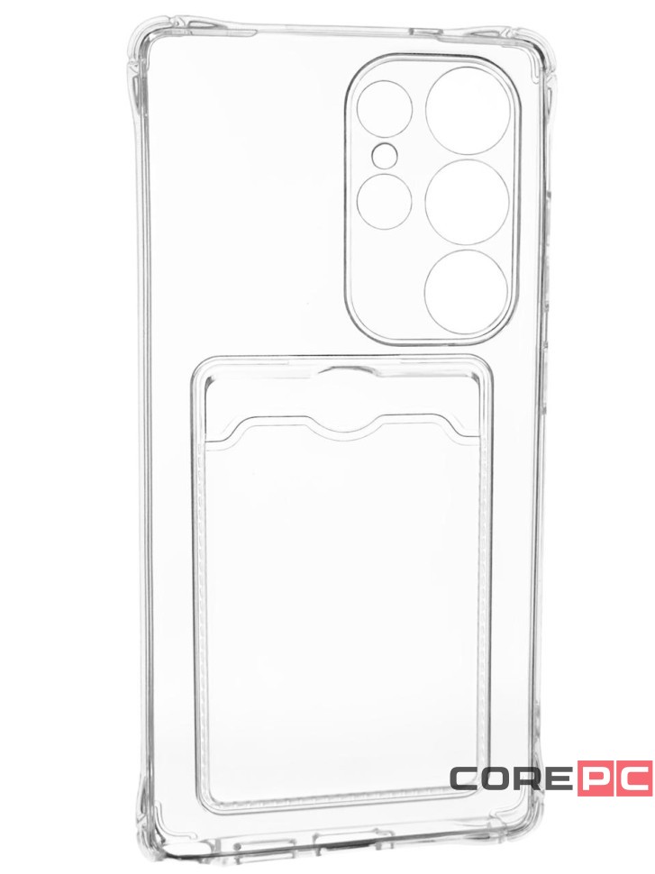 Чехол-накладка силикон с карманом под карту Samsung Galaxy S25 Ultra прозрачный