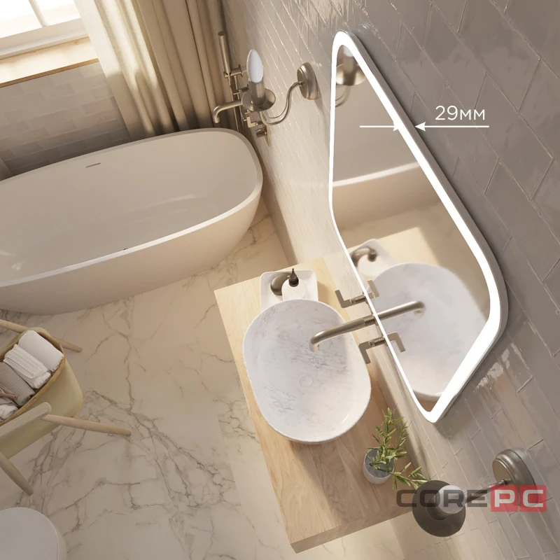 Зеркало MIXLINE Стив-2 700х685 (ШВ) сенсорный выключатель, светодиодная подсветка + подогрев