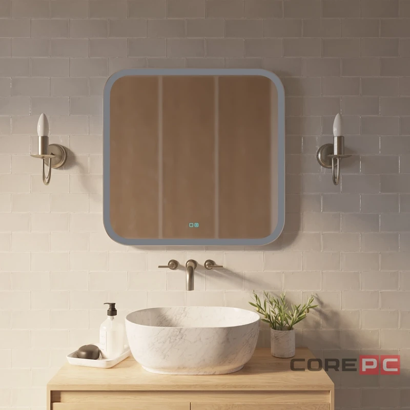 Зеркало MIXLINE Стив-2 700х685 (ШВ) сенсорный выключатель, светодиодная подсветка + подогрев