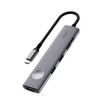 Адаптер Wiwu Travel 8 в 1 Type-C на USB 3.0х2/SD/TF/HDMI/DATA (WI-HB8001) (Grey)