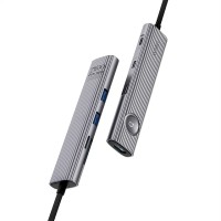 Адаптер Wiwu Travel 8 в 1 Type-C на USB 3.0х2/SD/TF/HDMI/DATA (WI-HB8001) (Grey)