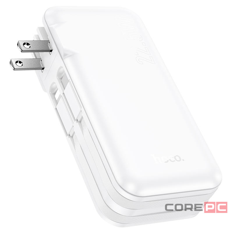 Powerbank Hoco J126 10000mAh 1USB/1C с шнуром Type-C/Lightning белый