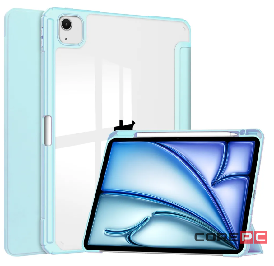 Чехол-книжка Mosbros для Apple iPad Air 13 (2024) (полиуретан с подставкой/отсек для стилуса) (голубой)