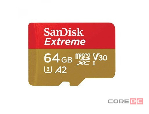 micro SDXC карта памяти SanDisk 64GB Class10 Extreme UHS-I U3 (170 Mb/s) без адаптера SDSQXAH-064G-G