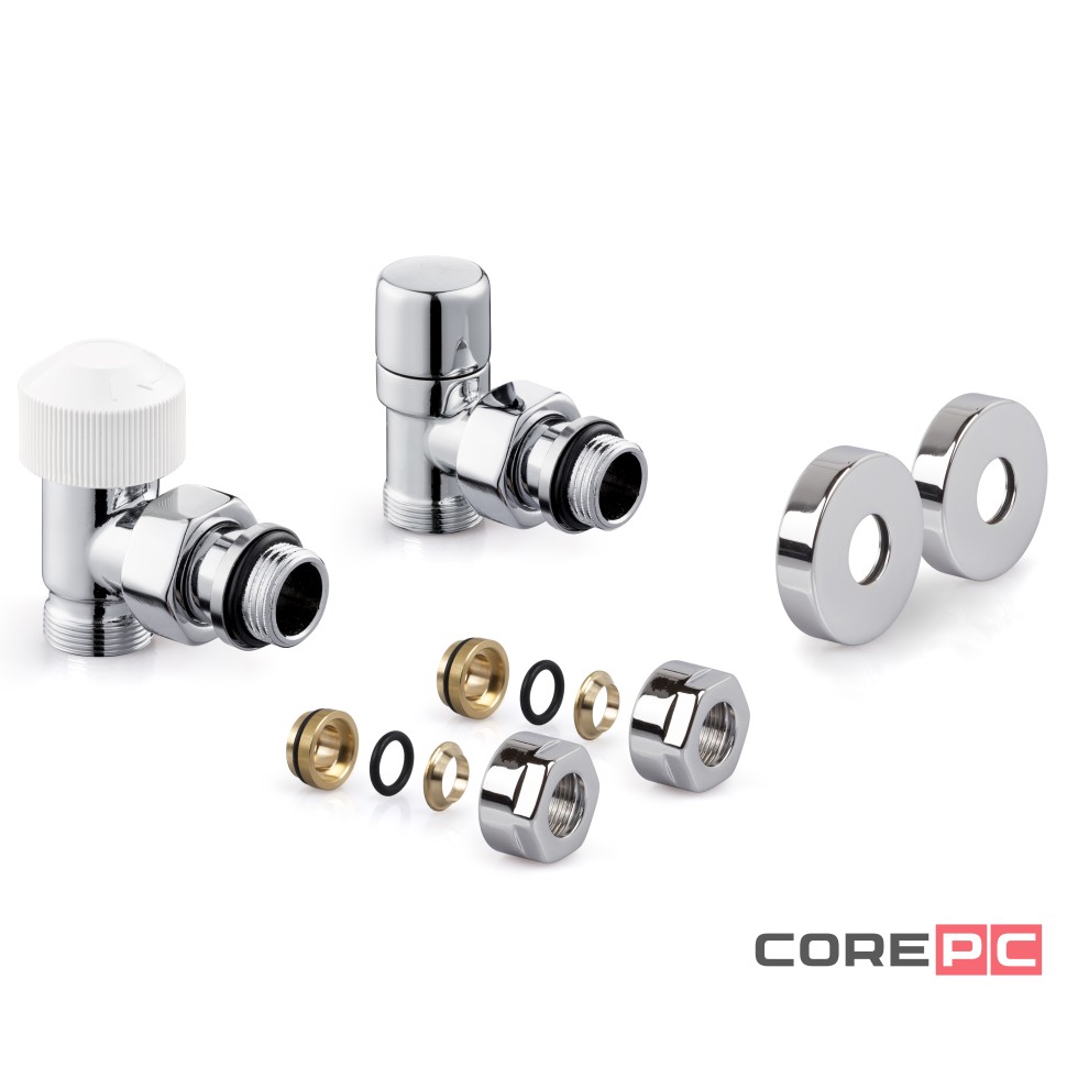 Набор термостатический для радиатора угловой Royal Thermo Design Pro 15 мм М30х1,5 (Хром)