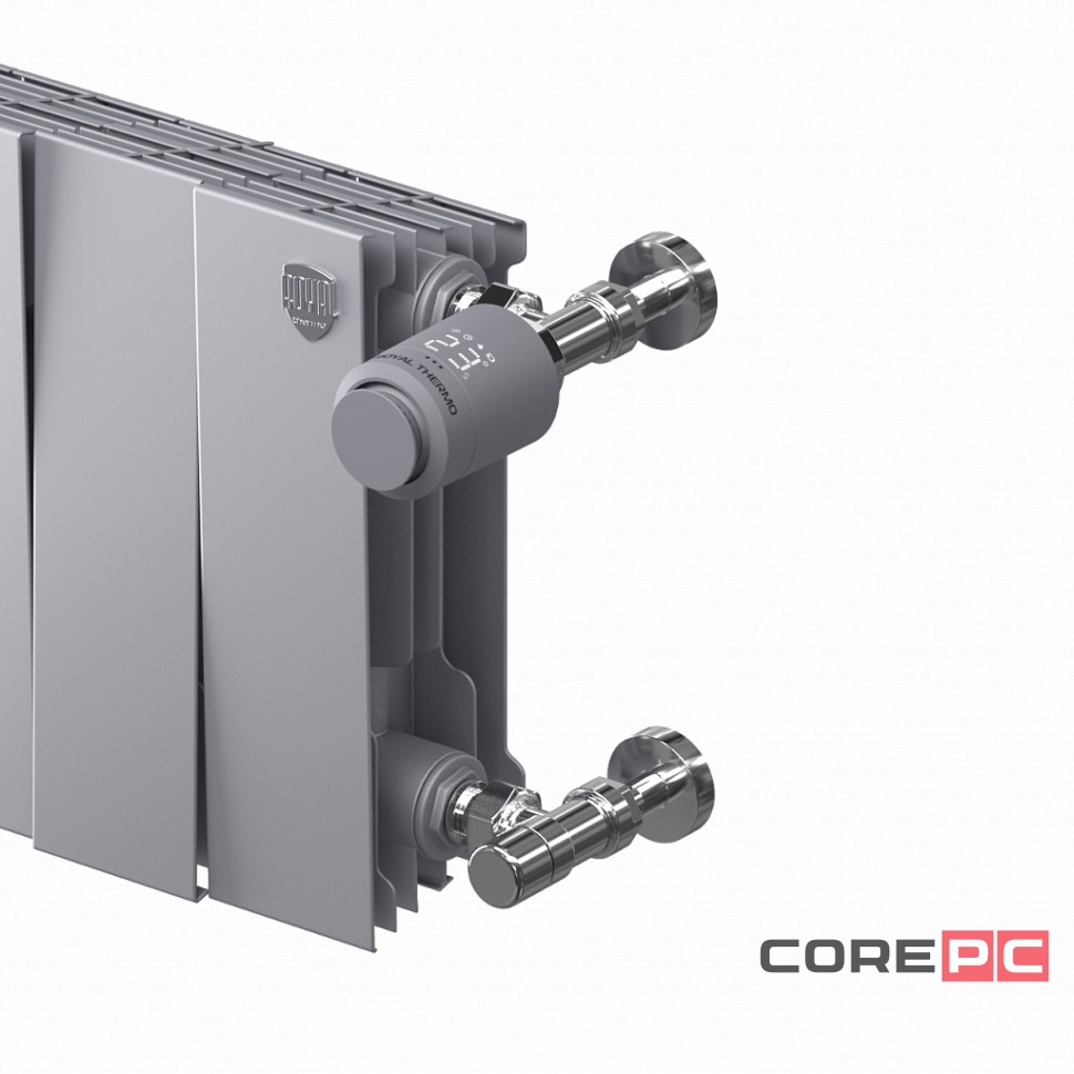 Набор термостатический для радиатора угловой Royal Thermo Design Pro 15 мм М30х1,5 (Хром)