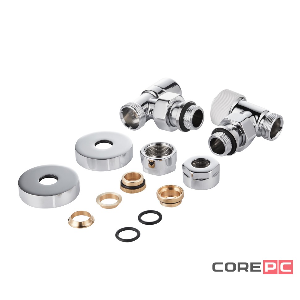 Набор термостатический для радиатора угловой Royal Thermo Design Pro 15 мм М30х1,5 (Хром)