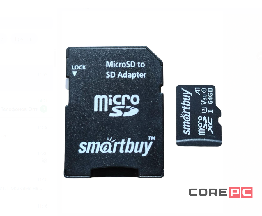 micro SDXC карта памяти Smartbuy 64GB U3 V30 A1 Advanced R/W up to 90/55 с адапт (SB64GBSDU1A-AD)