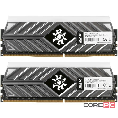Оперативная память 16 Gb 3600 MHz ADATA XPG AX4U36008G18I-DT41