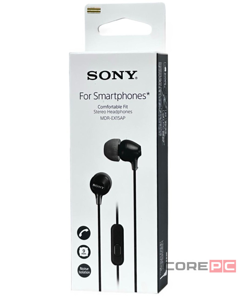 Стереонаушники Sony MDR-EX15AP с микрофоном черные