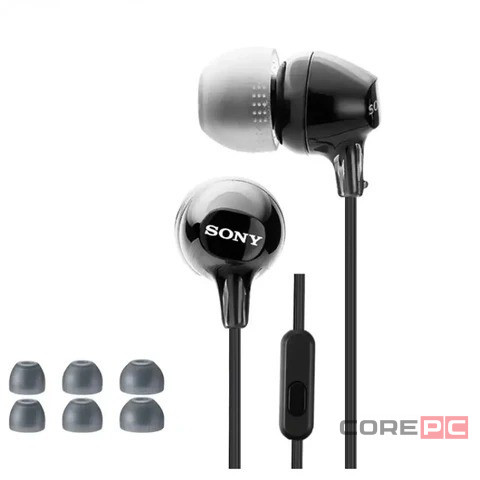 Стереонаушники Sony MDR-EX15AP с микрофоном черные
