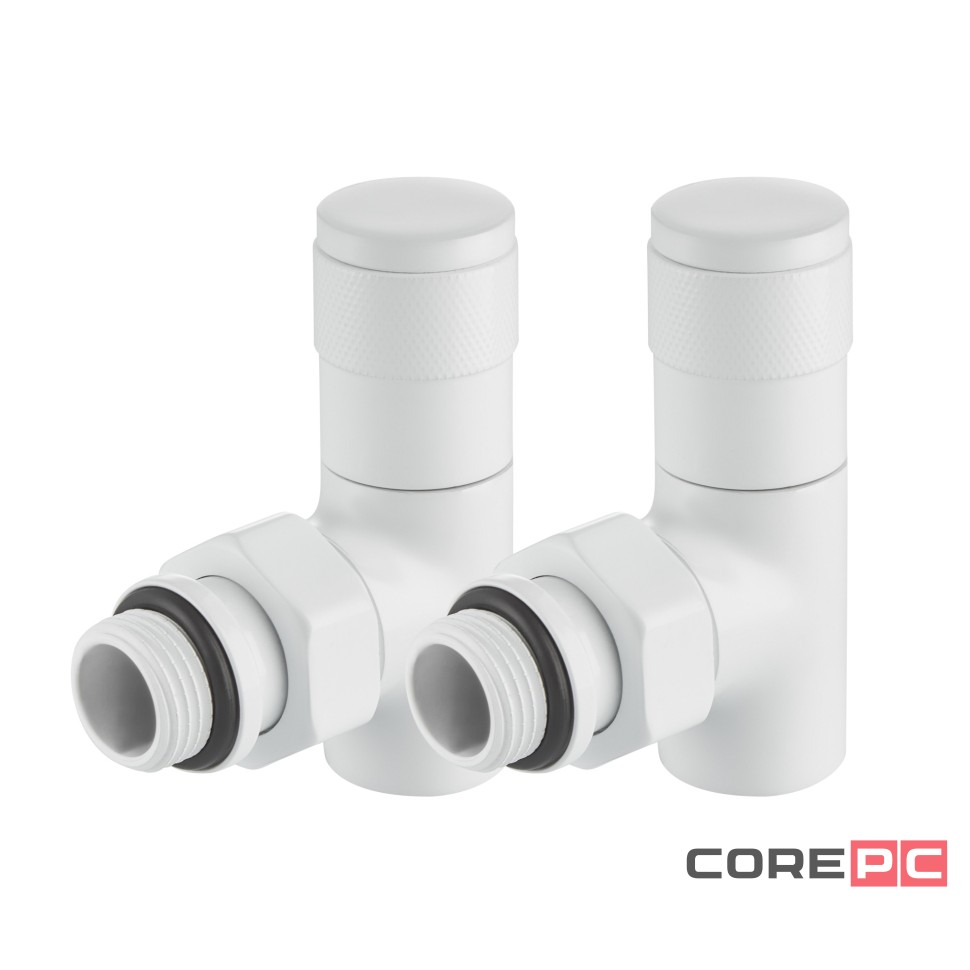 Набор дизайн-вентилей Royal Thermo PIANO, угловой (белый) 1/2quot;