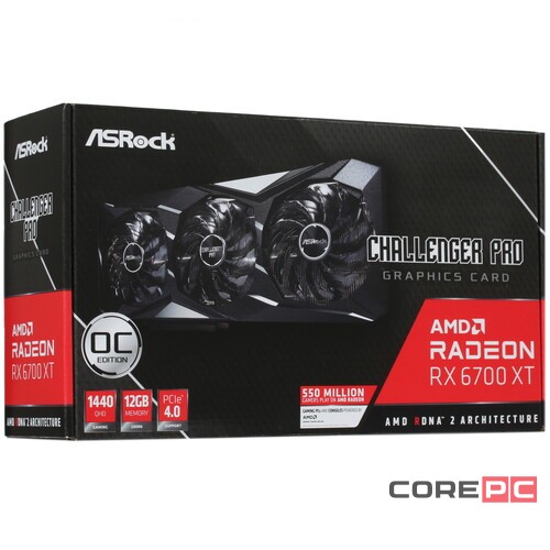 Видеокарта ASRock (RX6700XT CLP 12G) Radeon RX 6700 XT 12GB Challenger Pro