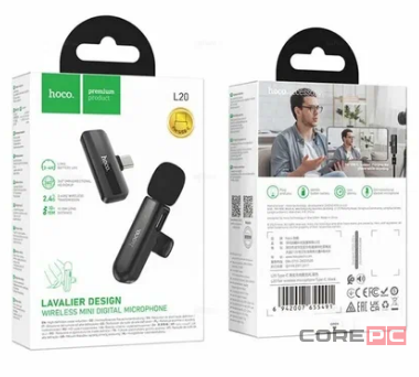 Беспроводной микрофон Hoco L20A петличка/Lightning/Type-C черный