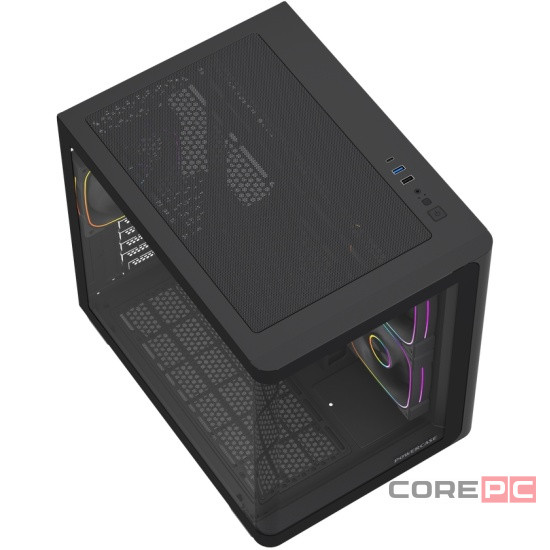 Компьютерный корпус Powercase Vision Micro M5B Curved Glass Black (CVMM5B-A3)