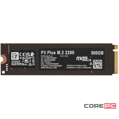 Твердотельный накопитель CRUCIAL 500 Gb P3 Plus (CT500P3PSSD8)