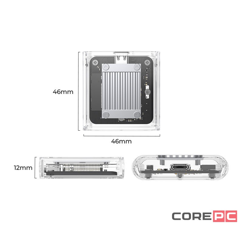 Внешний корпус для SSD M.2 NVMe 2230 Orico TC20-M2 10Gbps USB-C прозрачный