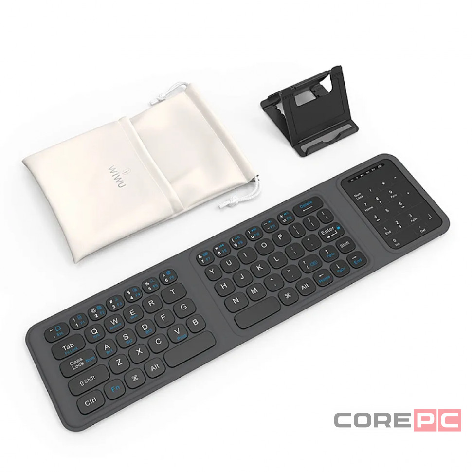 Беспроводная клавиатура WiWU Foldable Keyboard русская раскладка (складная с подставкой) (FMK-05) (серый)