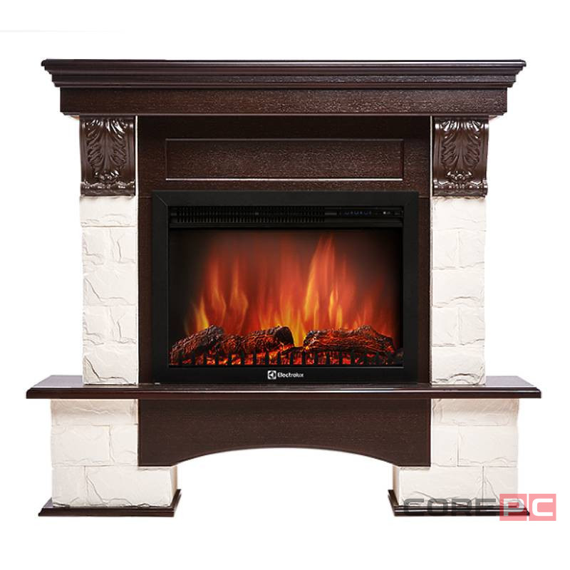 Портал Firelight Forte 25S камень белый, шпон темный дуб