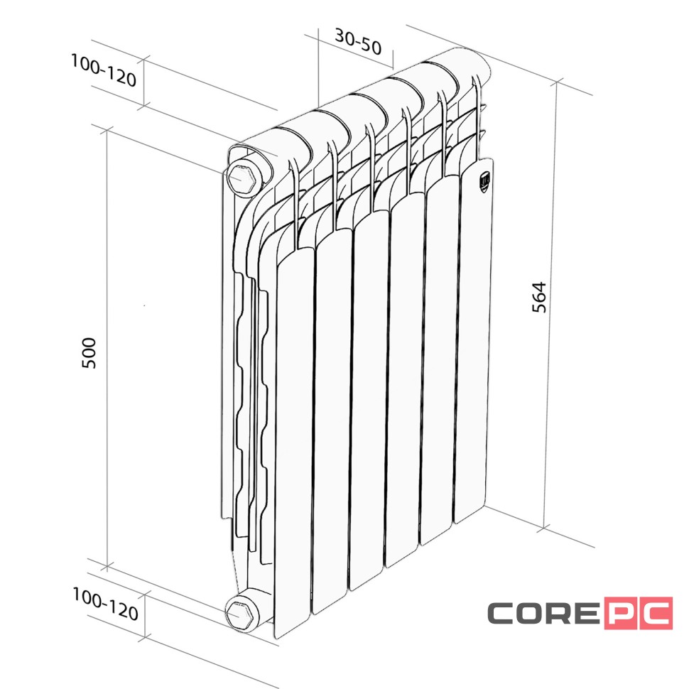 Радиатор Royal Thermo Revolution Bimetall 500 2.0 - 6 секц.